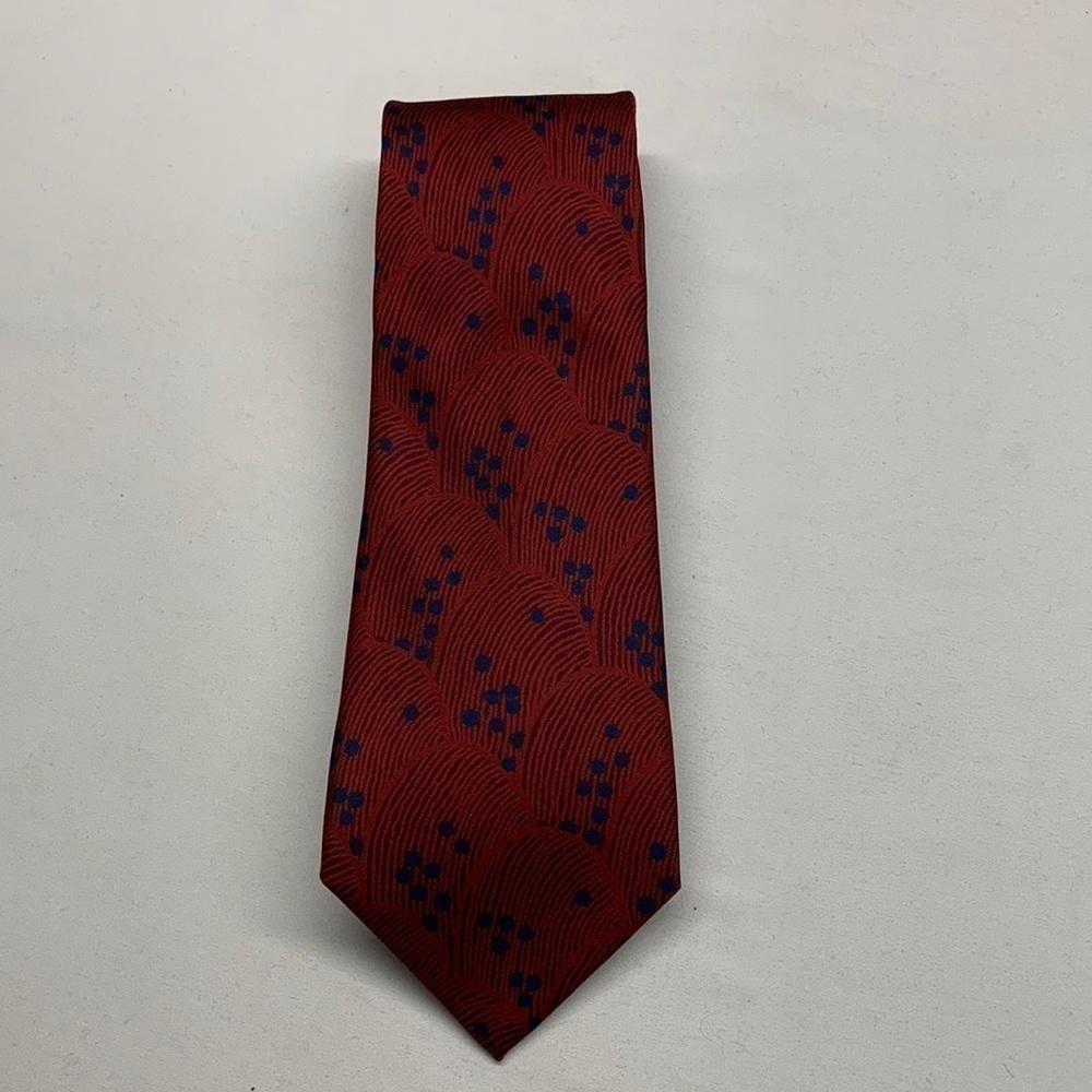 Leishman 100% Silk Neck Tie NWOT Colour Burgundy/Blue